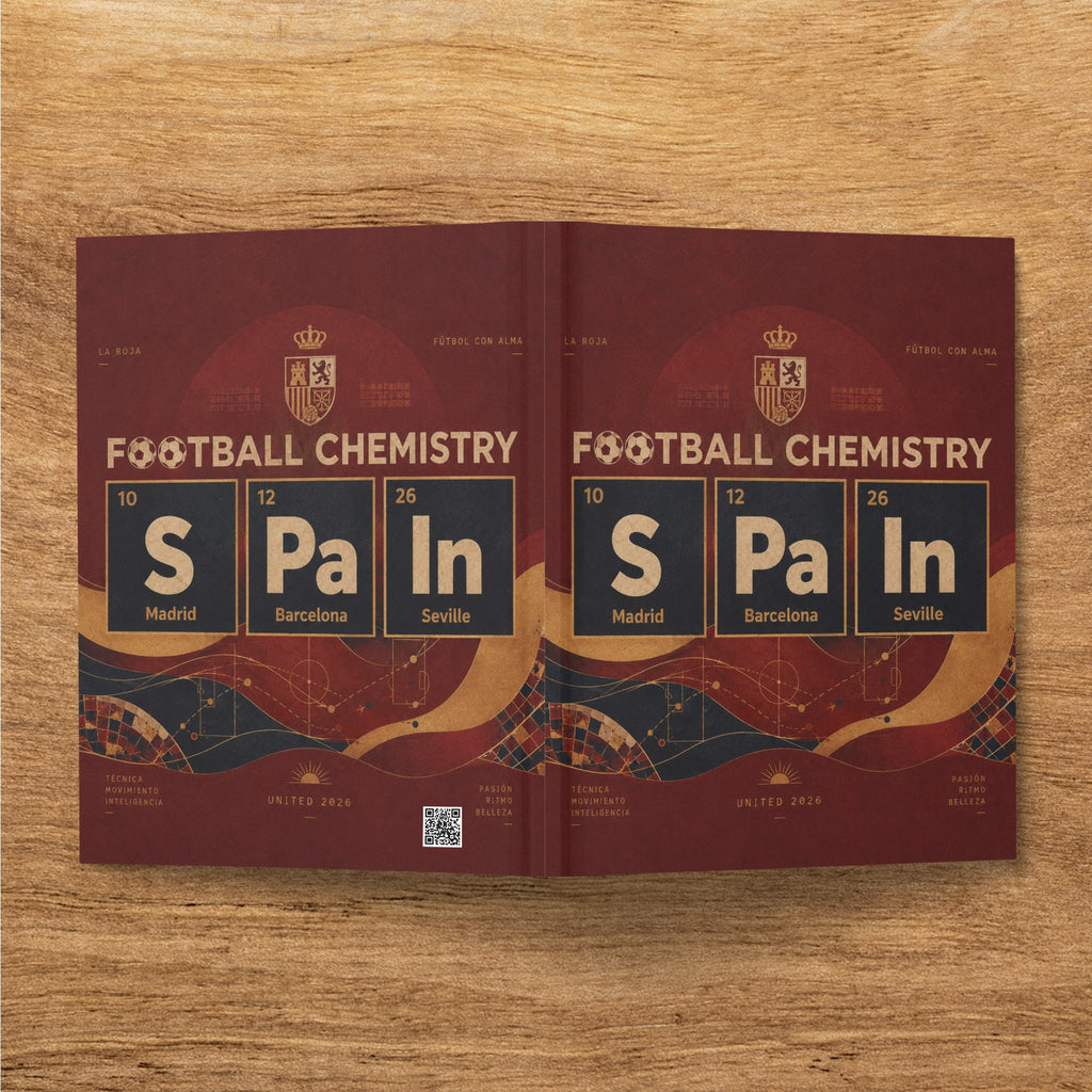 Two displays showing "FOOTBALL CHEMISTRY" for Spain, featuring cities and crests.