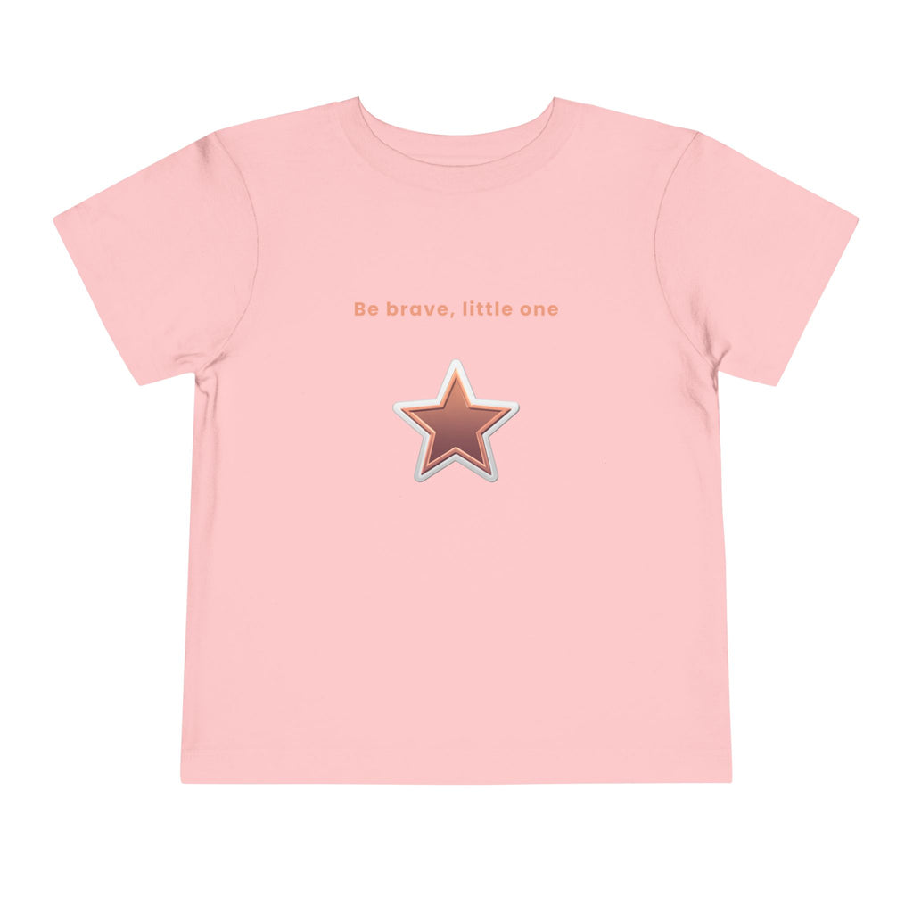 Be Brave Little One | Toddler Motivational Graphic White and Bronze Star Badge T-Shirt