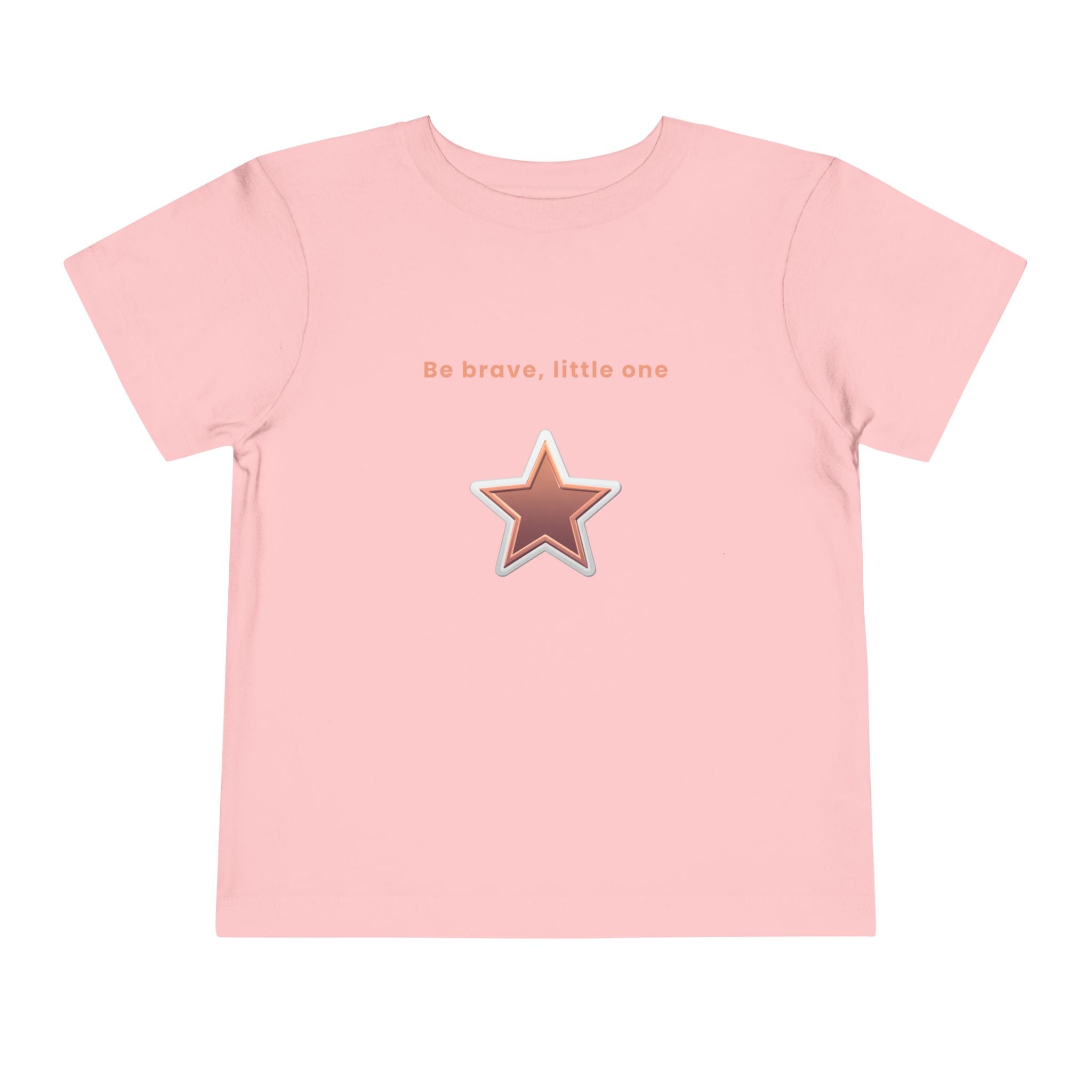 Be Brave Little One | Toddler Motivational Graphic White and Bronze Star Badge T-Shirt