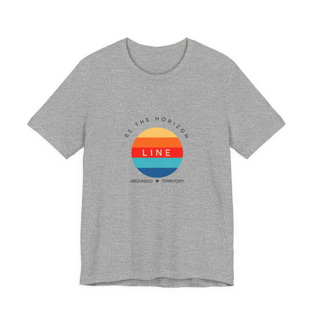 Be the horizon Line | Women's Motivational Graphic Circular Vintage Colour Sunrise T-Shirt