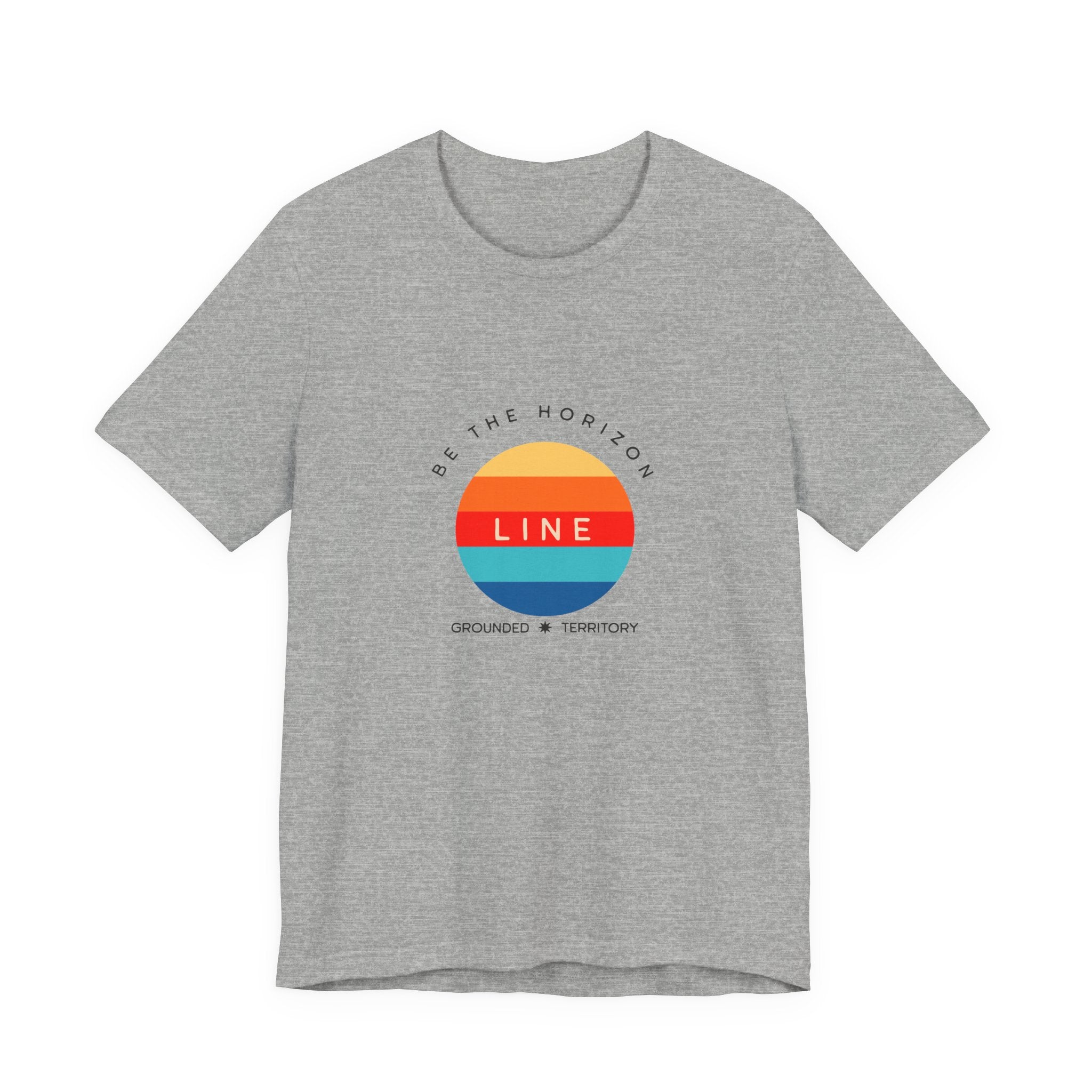 Be the horizon Line | Women's Motivational Graphic Circular Vintage Colour Sunrise T-Shirt