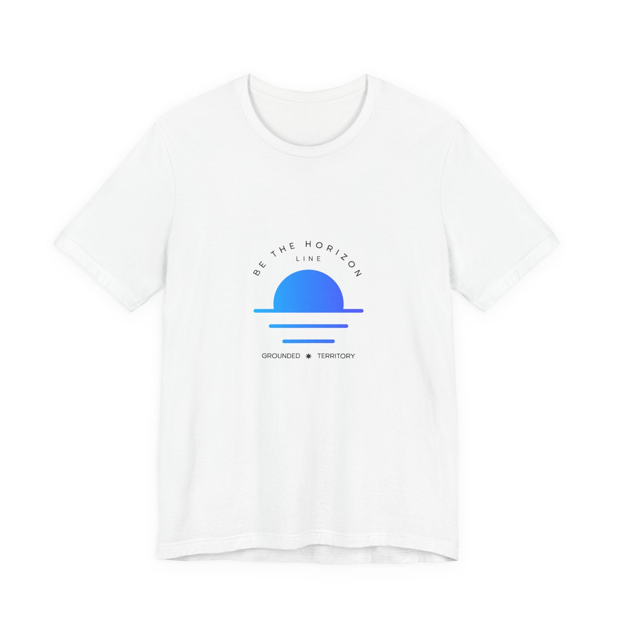 Be the horizon Line | Women's Motivational Graphic Minimalistic Blue Ocean Sunrise T-Shirt
