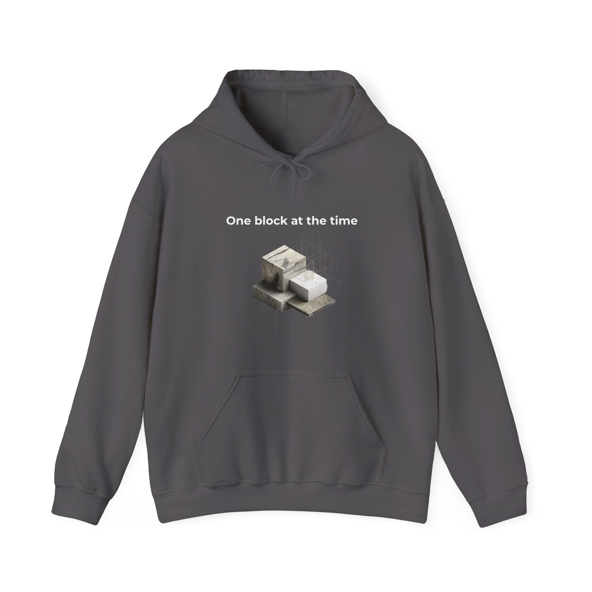 One Block at a Time | Men's Motivational Graphic Builder Hoodie