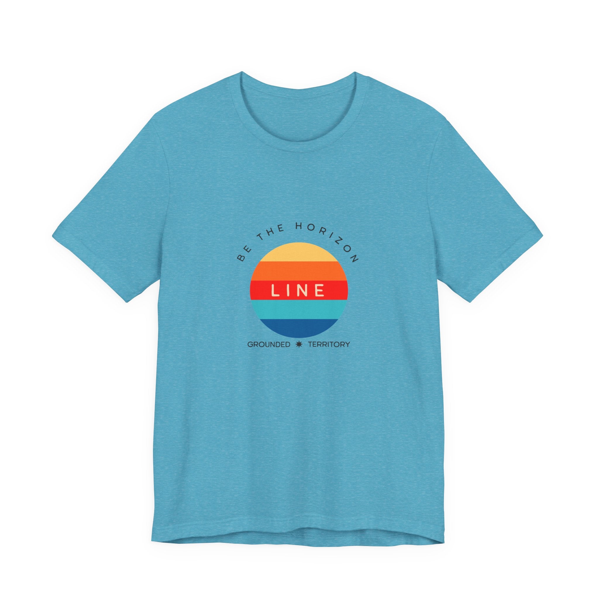 Be the horizon Line | Women's Motivational Graphic Circular Vintage Colour Sunrise T-Shirt