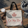 Canadian Football Chemistry tote bag with Toronto, Vancouver, Montreal.