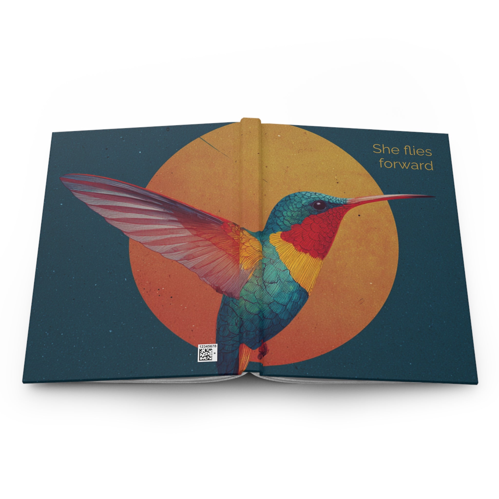 She Flies Forward Hardcover Journal — Motivational Hummingbird Notebook