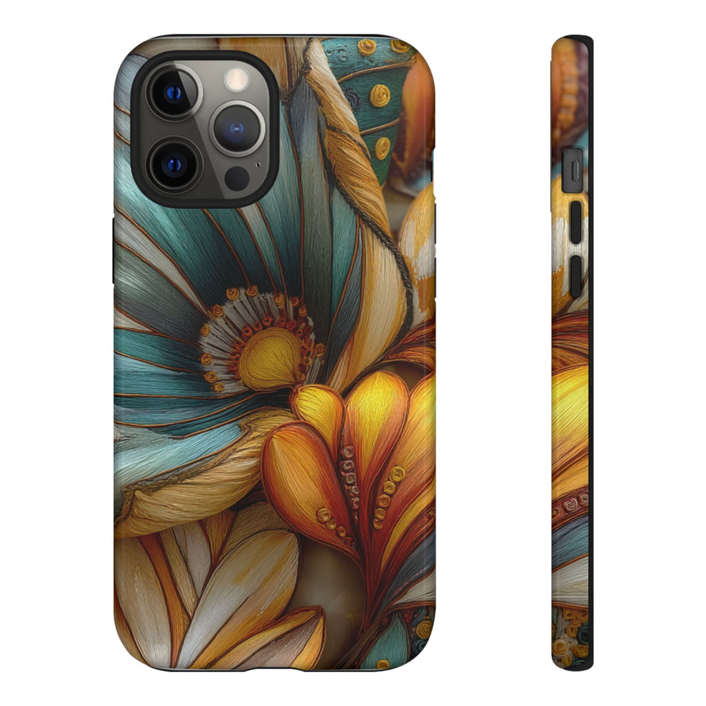 Sculpted Bloom Phone Case | 3D Embroidery style Botanical