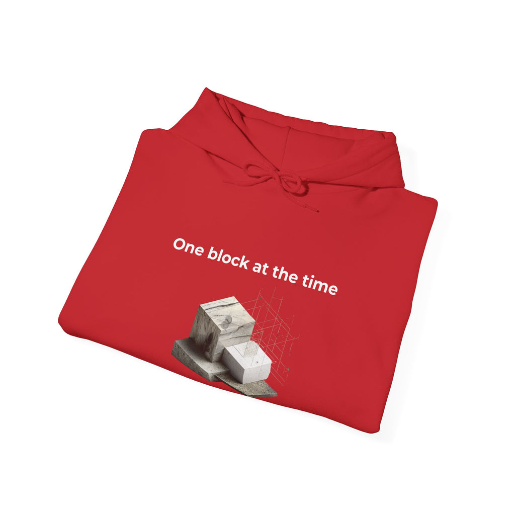 One Block at a Time | Men's Motivational Graphic Builder Hoodie
