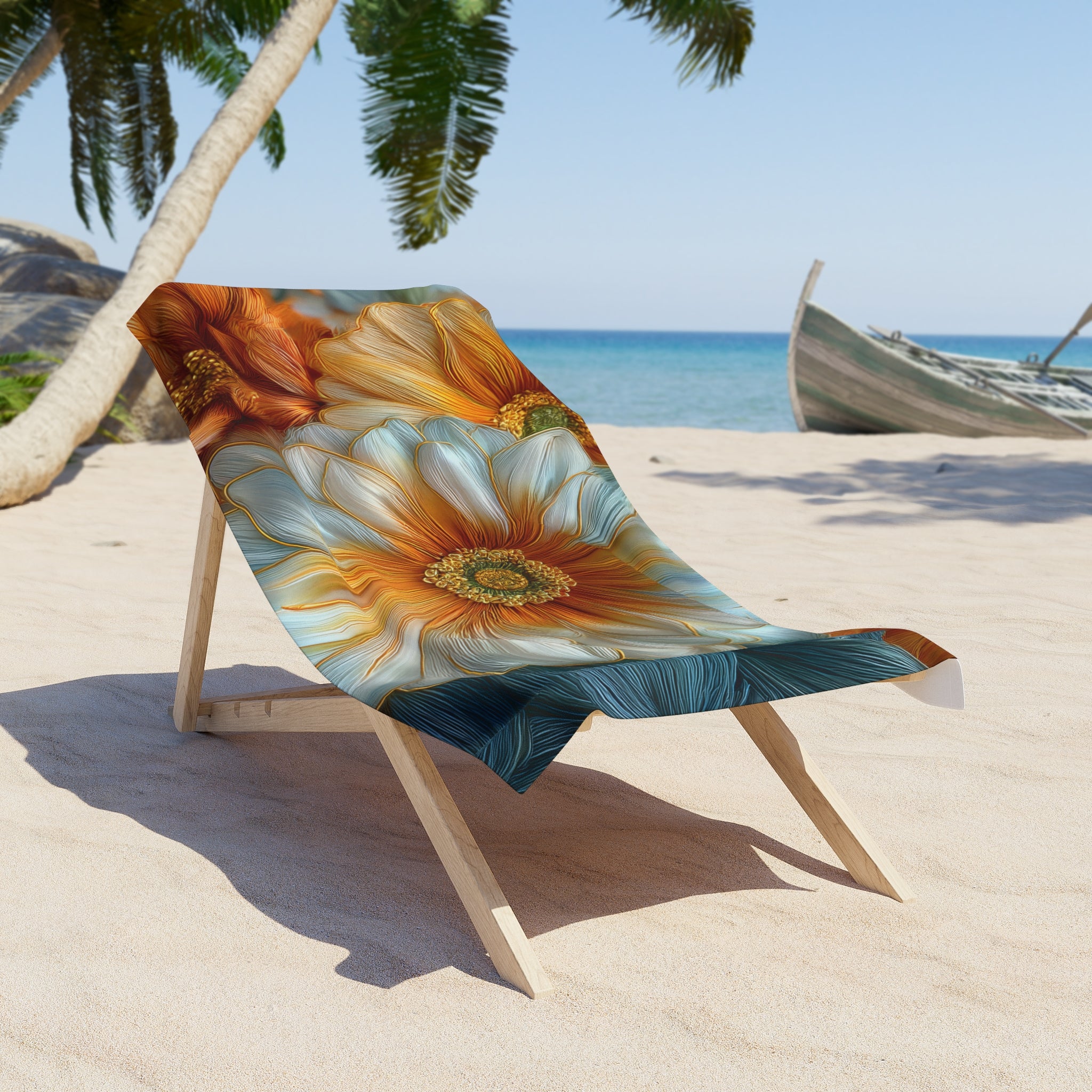 Thread Garden Beach Towel - 3D Embroidery-Style Botanical Beach Towel motivational design