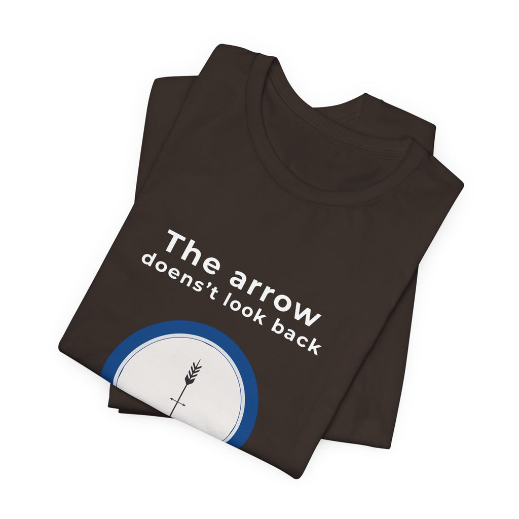 The Arrow Doesn't Look Back | Men's Motivational Graphic Compass Arrow T-Shirt
