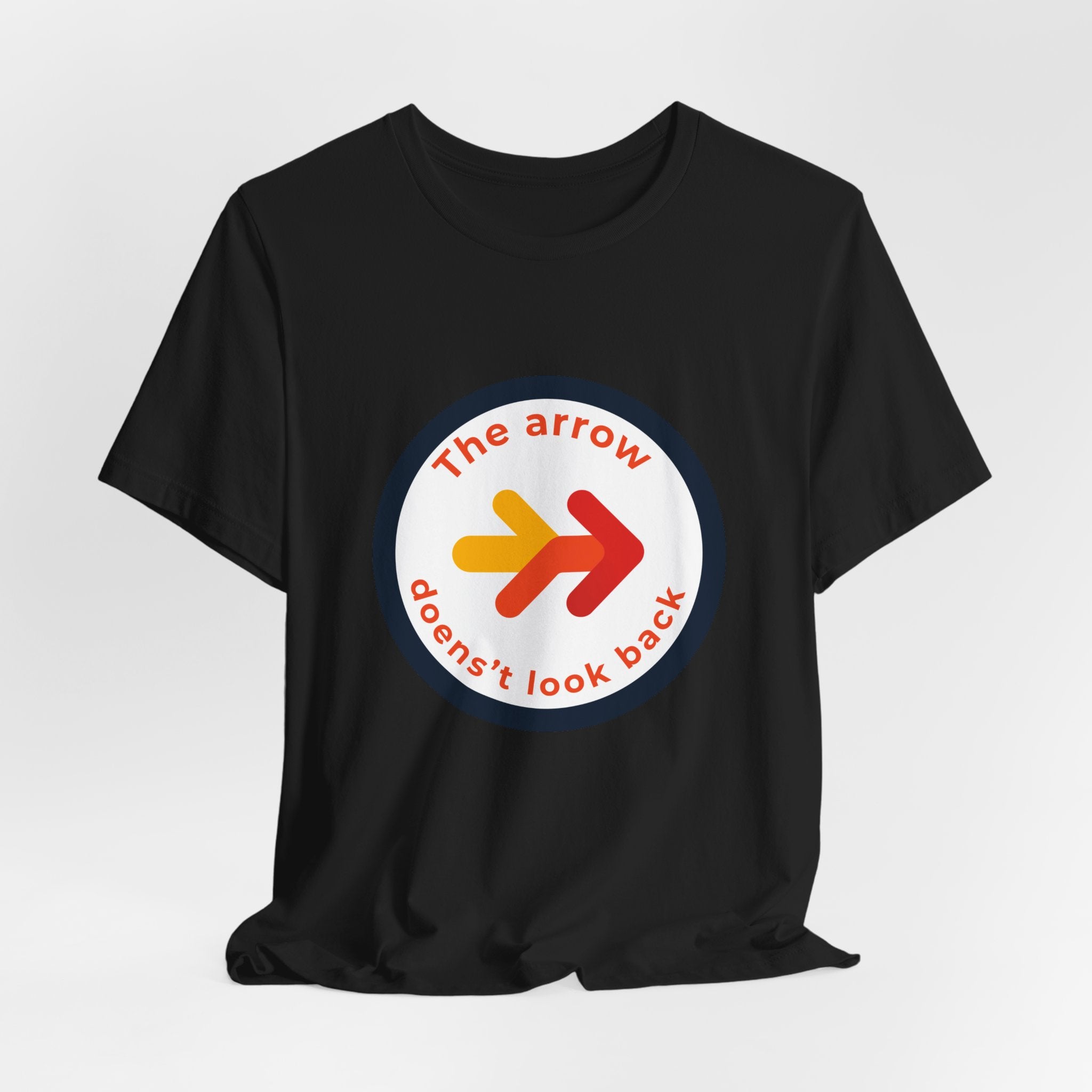 The Arrow Doesn't Look Back | Men's Motivational Graphic Retro Arrow T-Shirt