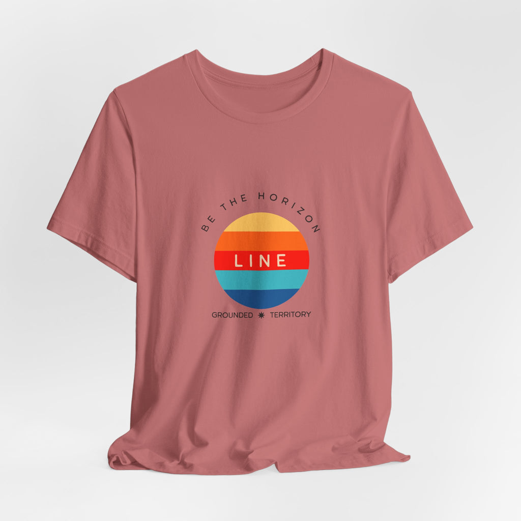 Be the horizon Line | Women's Motivational Graphic Circular Vintage Colour Sunrise T-Shirt