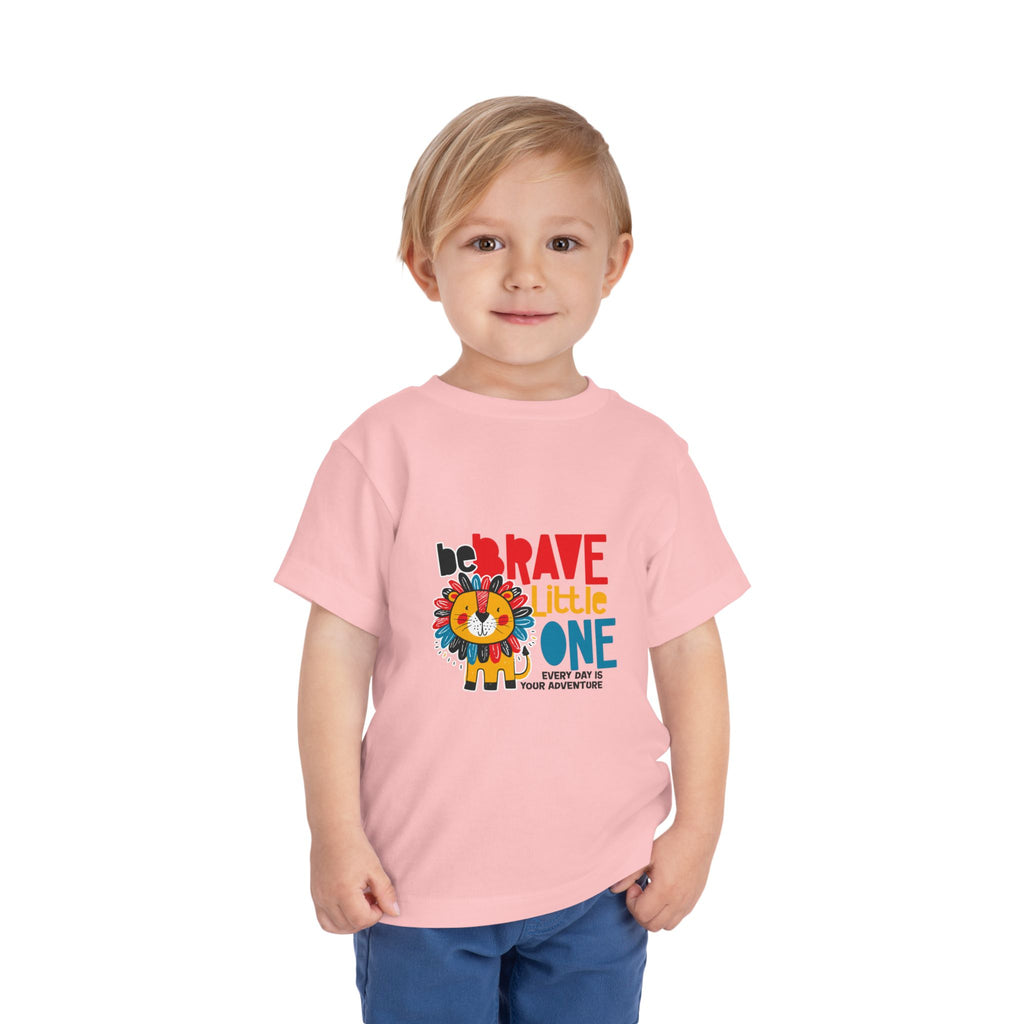 Be Brave Little One | Toddler Motivational Graphic Cute Colourful Lion T-Shirt