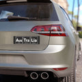 Car bumper sticker with periodic table elements spelling "Aus Tralia".