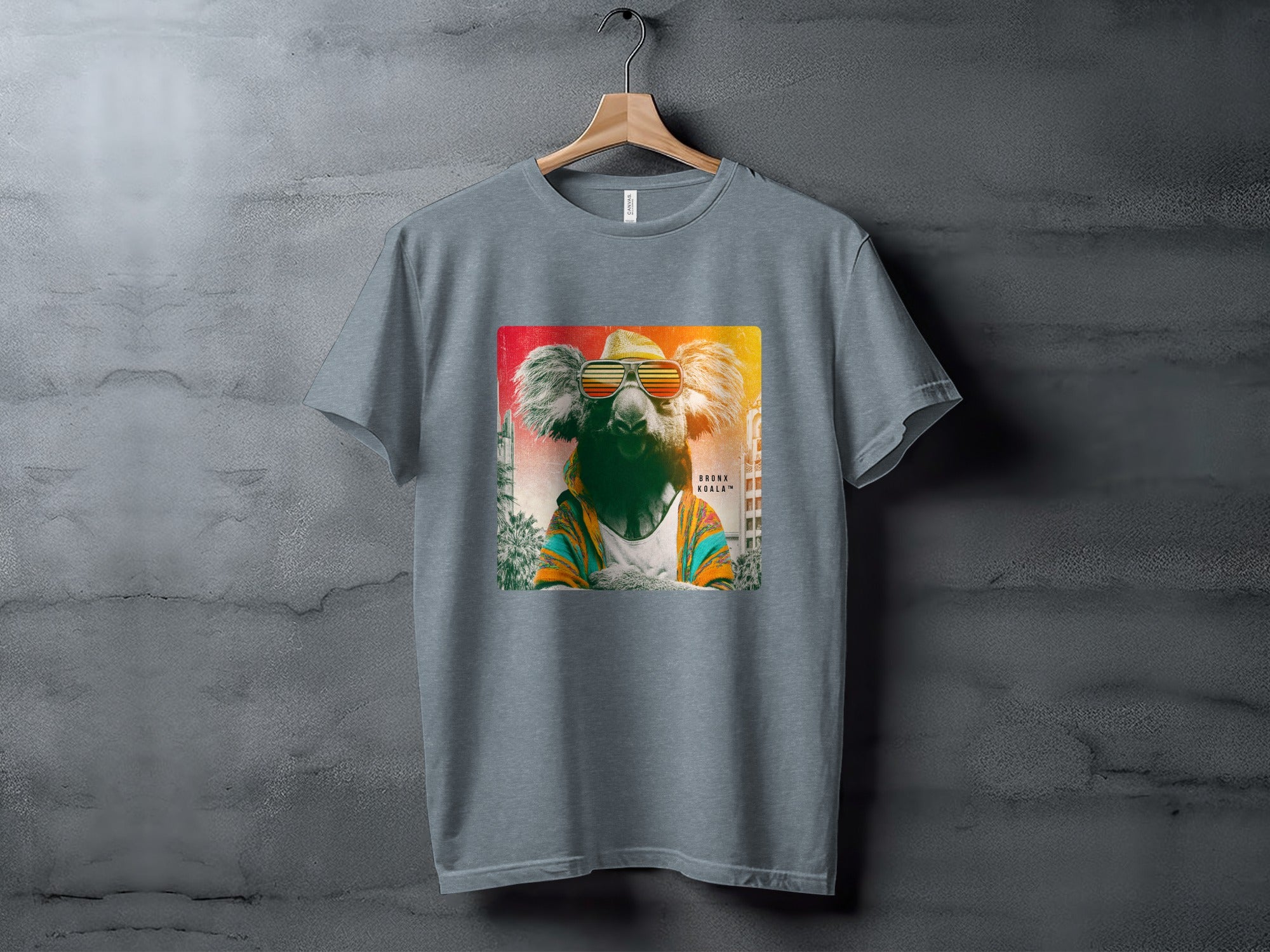 Koala wearing sunglasses and a colorful shirt, with "BRONX REBELS" text.