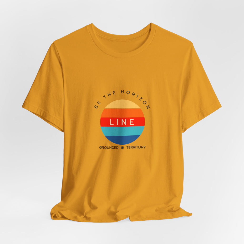 Be the horizon Line | Women's Motivational Graphic Circular Vintage Colour Sunrise T-Shirt
