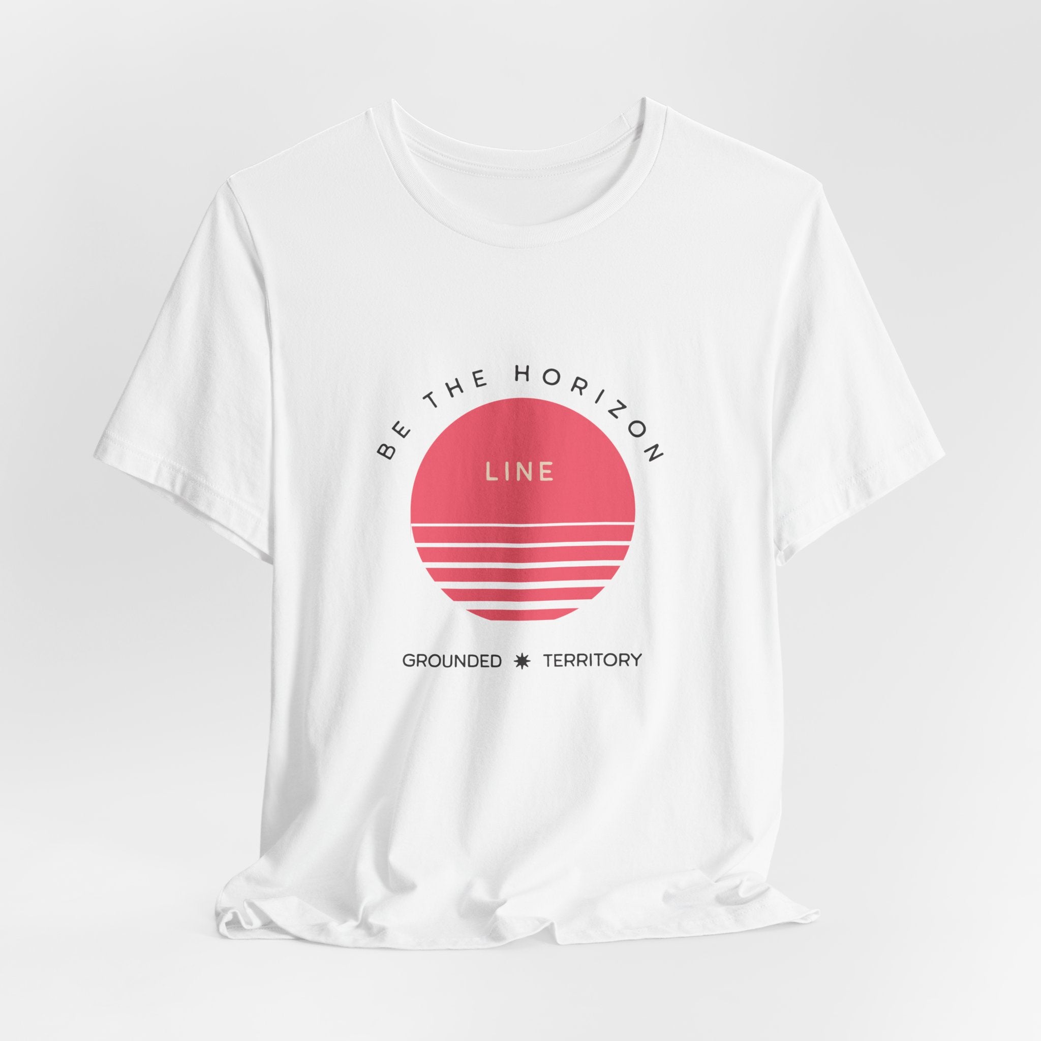 Be the horizon Line | Women's Motivational Graphic Circular Pastel Sunrise T-Shirt