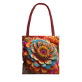 Zinnia Burst Tote Bag - 3D Embroidery-Style Botanical Tote Bag motivational design