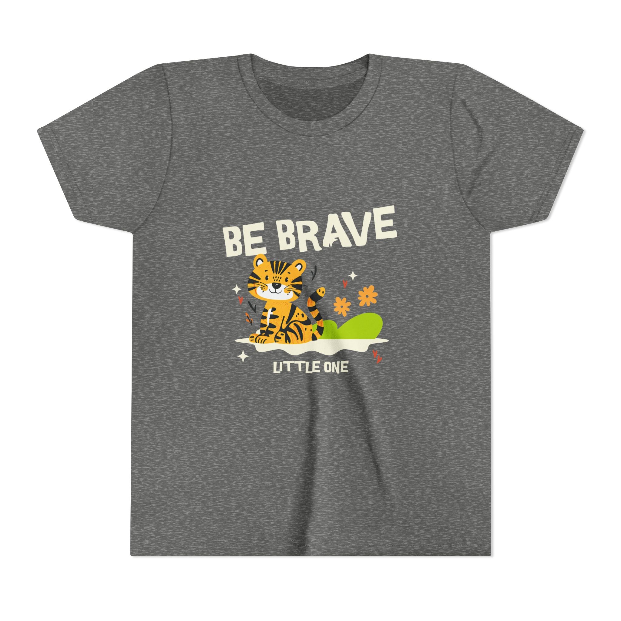 Be Brave Little One | Kids Motivational Graphic Tiger Floral Garden T-Shirt