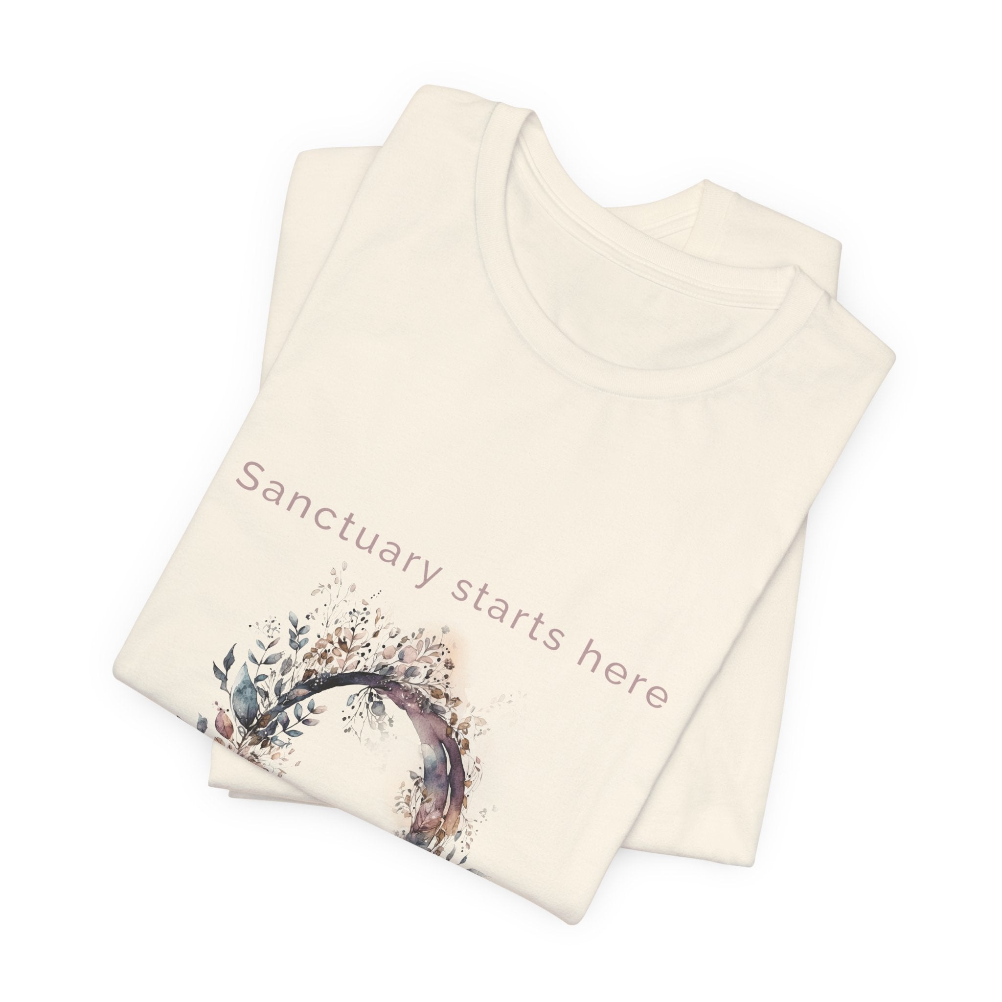 Sanctuary starts here | Women's Motivational Graphic Botanical Arche T-Shirt