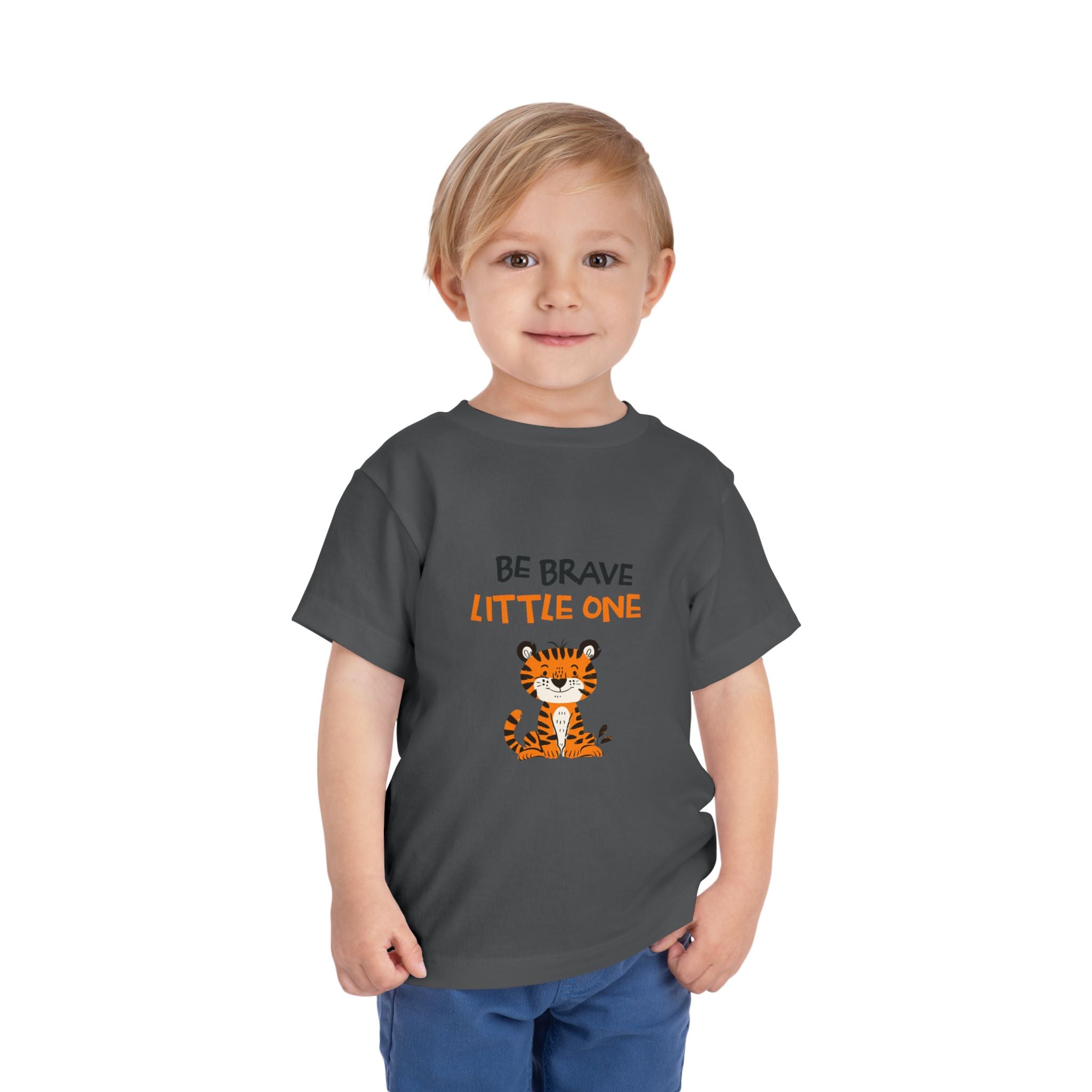 Be Brave Little One | Toddler Motivational Graphic Cute Tiger T-Shirt