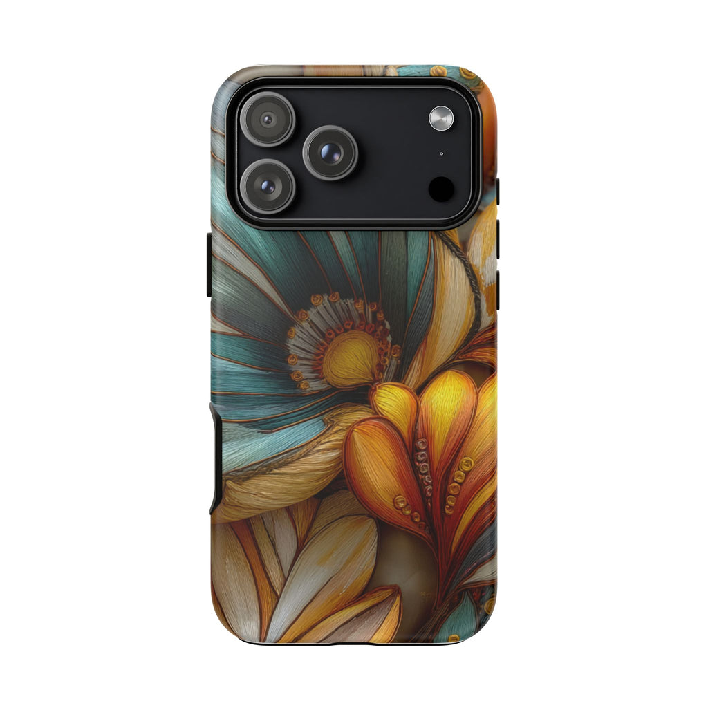 Sculpted Bloom Phone Case | 3D Embroidery style Botanical