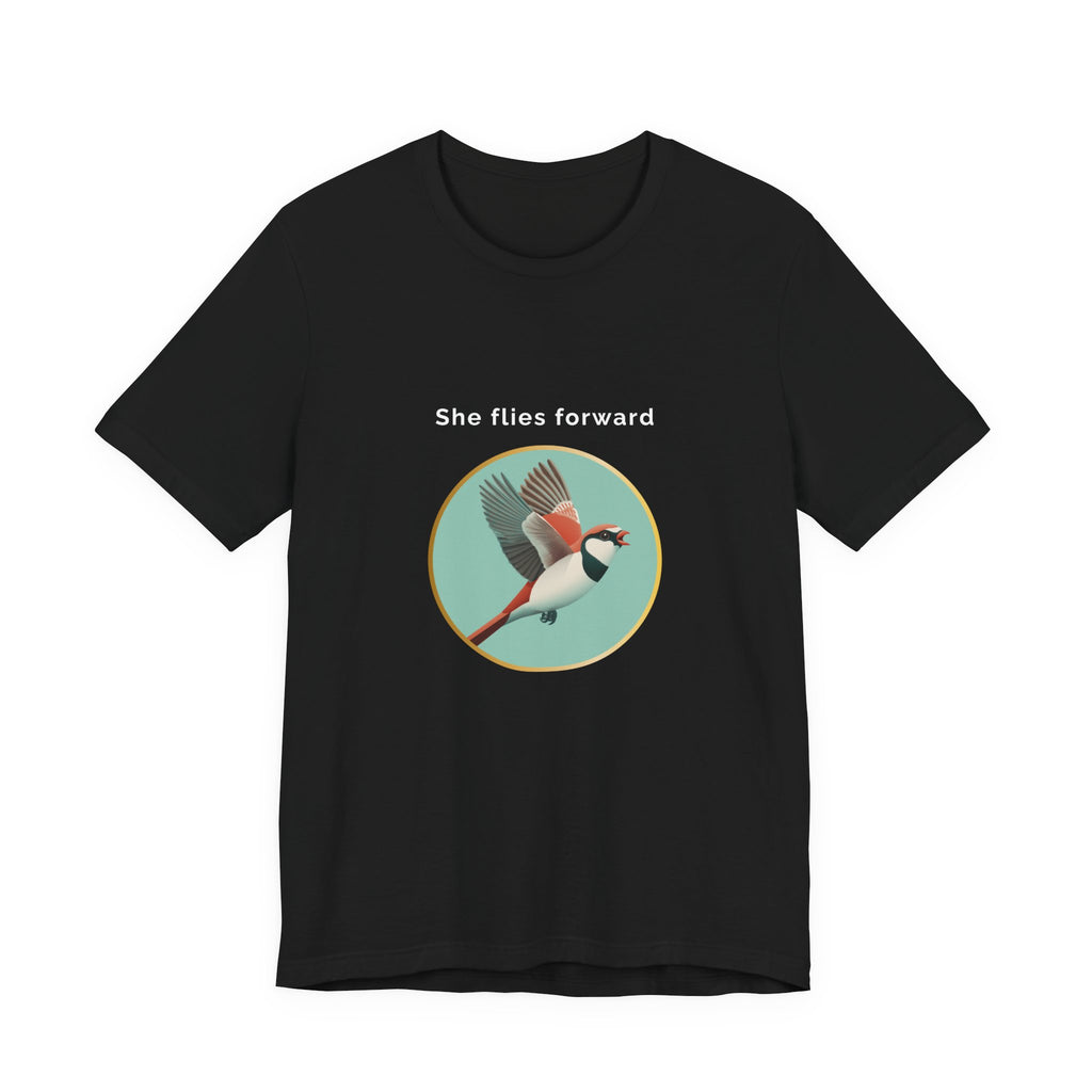 She Flies Forward | Women's Motivational Graphic Green Minimal T-Shirt