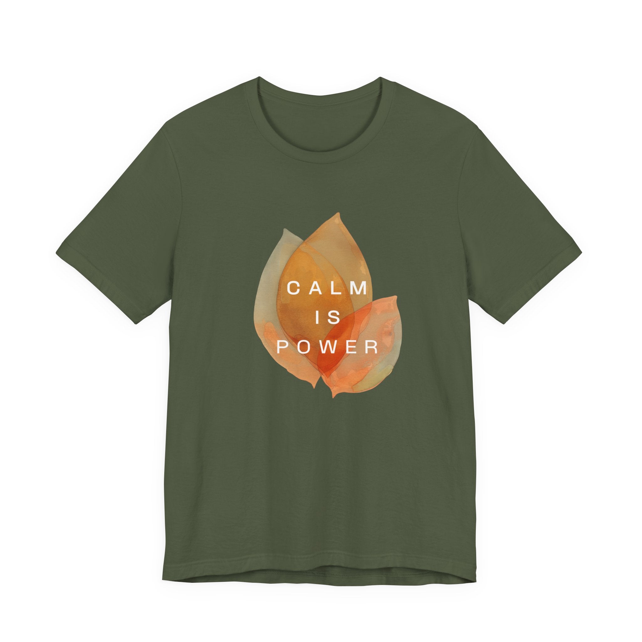 Calm is Power | Women's Motivational Graphic Botanical Leaves T-Shirt