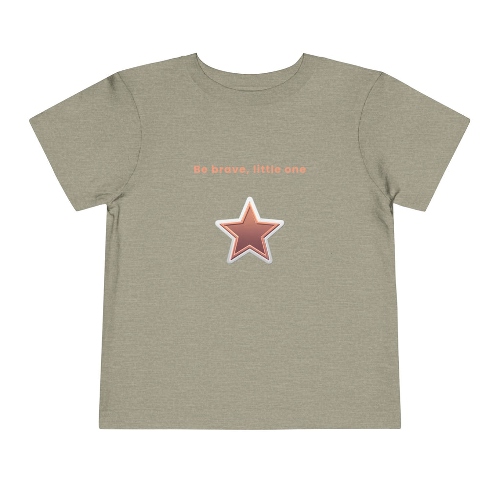 Be Brave Little One | Toddler Motivational Graphic White and Bronze Star Badge T-Shirt