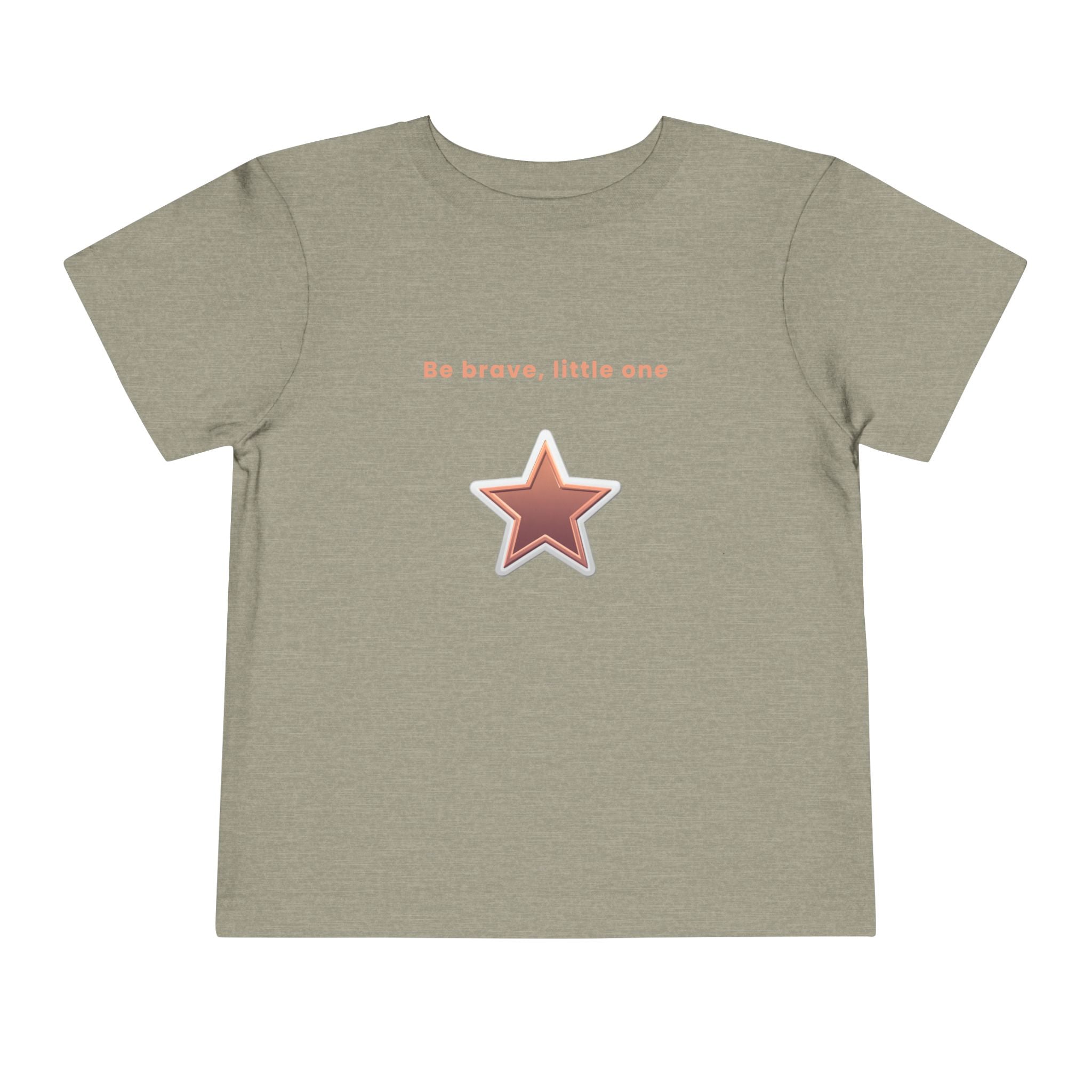 Be Brave Little One | Toddler Motivational Graphic White and Bronze Star Badge T-Shirt