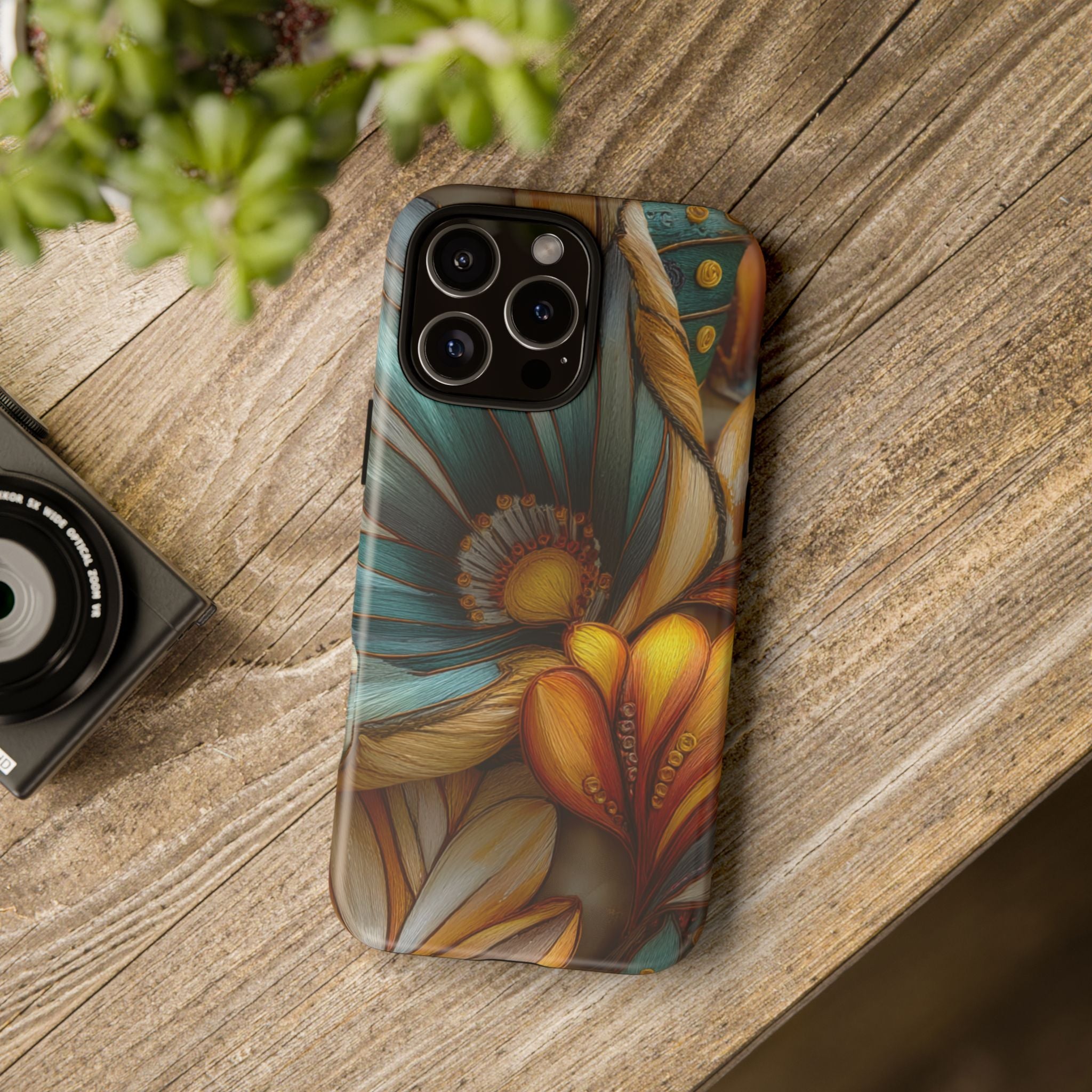 Sculpted Bloom Phone Case | 3D Embroidery style Botanical