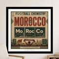Morocco football chemistry graphic with city names, coordinates, and Arabic/French text.