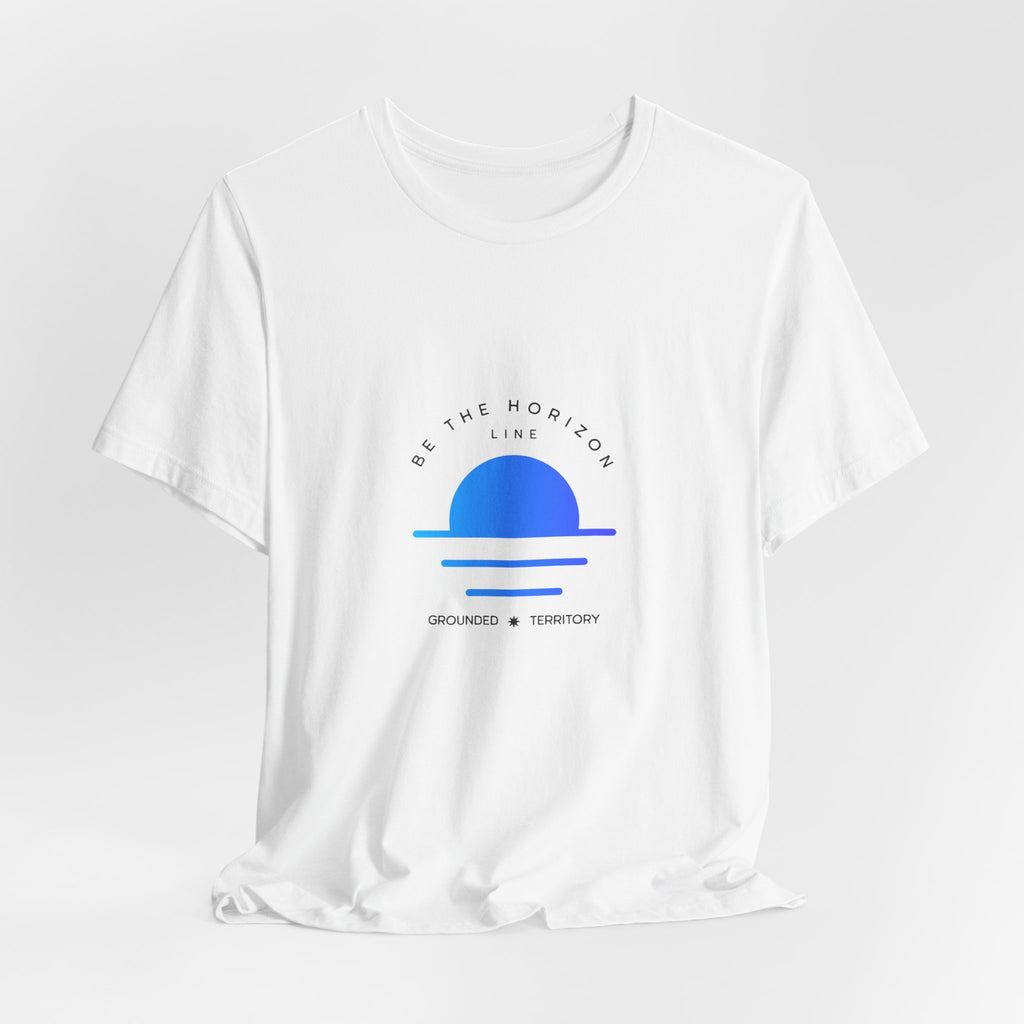 Be the horizon Line | Women's Motivational Graphic Minimalistic Blue Ocean Sunrise T-Shirt