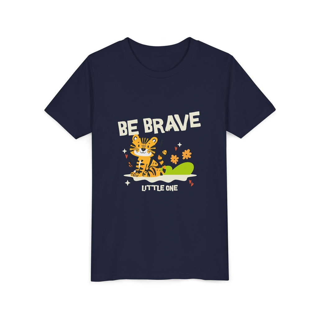 Be Brave Little One | Kids Motivational Graphic Tiger Floral Garden T-Shirt