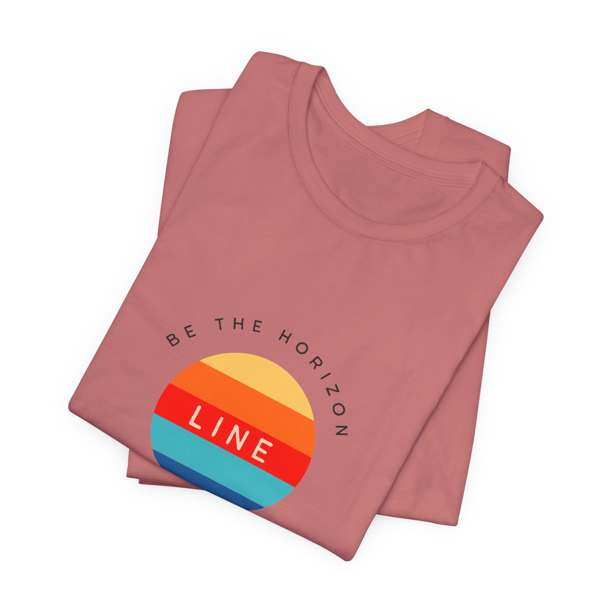 Be the horizon Line | Women's Motivational Graphic Circular Vintage Colour Sunrise T-Shirt