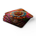 Zinnia Burst Cork Coasters - 3D Embroidery-Style Botanical Coasters motivational design