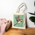 She Flies Forward Cotton Tote Bag | Motivational Graphic Green Minimal