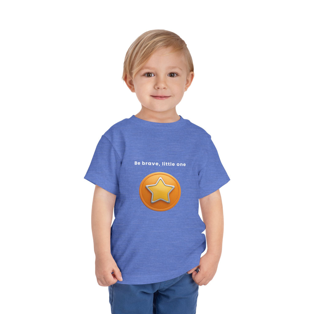 Be Brave Little One | Toddler Motivational Graphic Golden Star Badge T-Shirt