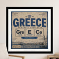 2004 Greece football chemistry poster with cities Athens, Thessaloniki, Piraeus.