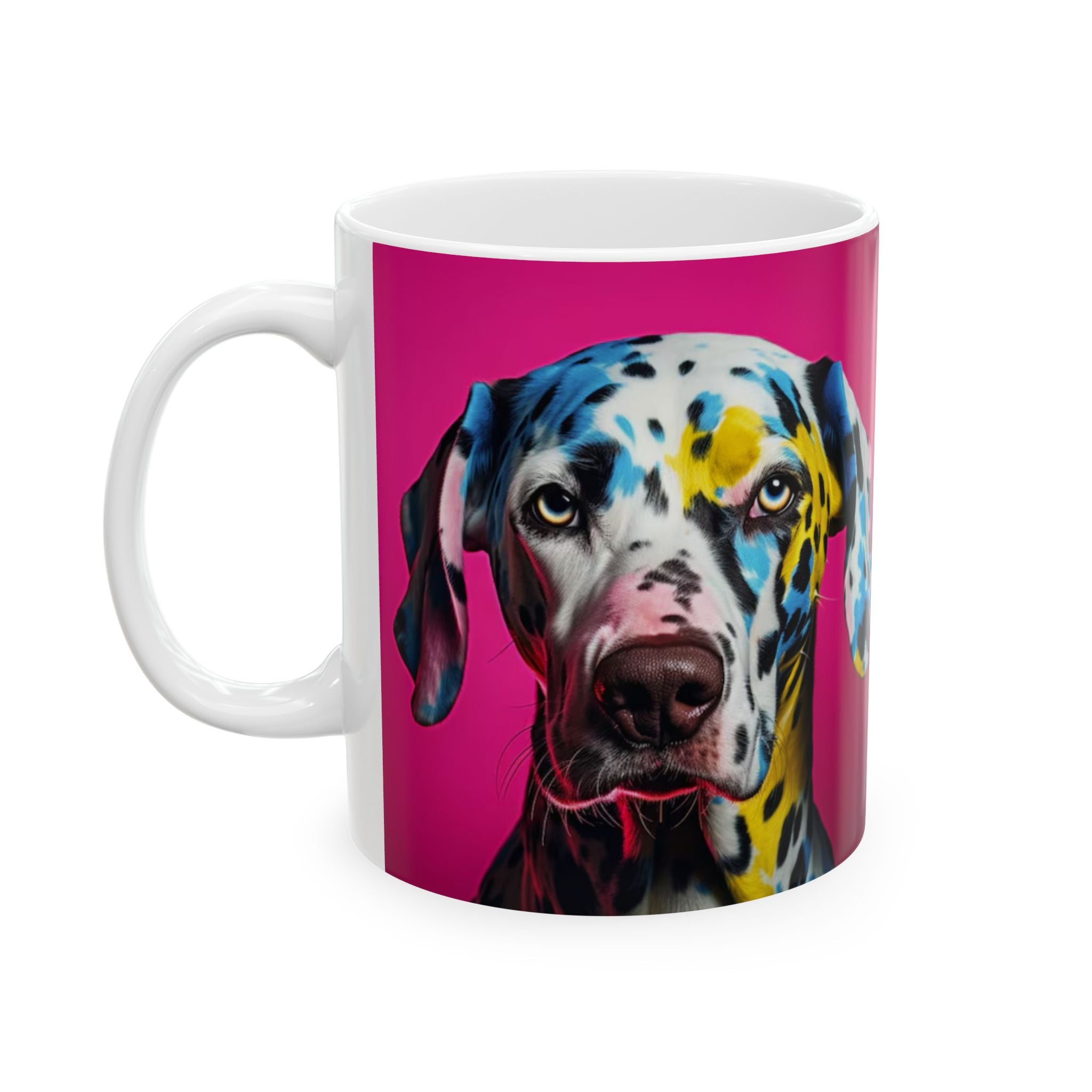 Colorful Weimaraner Dalmatian Art Ceramic Mug - Bright Pink Dog Lover Coffee Cup Mug motivational design