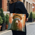 Tote bag with bear wearing sunglasses and rastafarian hat, "Kingston Hound" text.