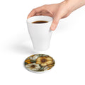 Golden Bloom Ceramic Coasters - 3D Embroidery-Style Botanical Coasters motivational design