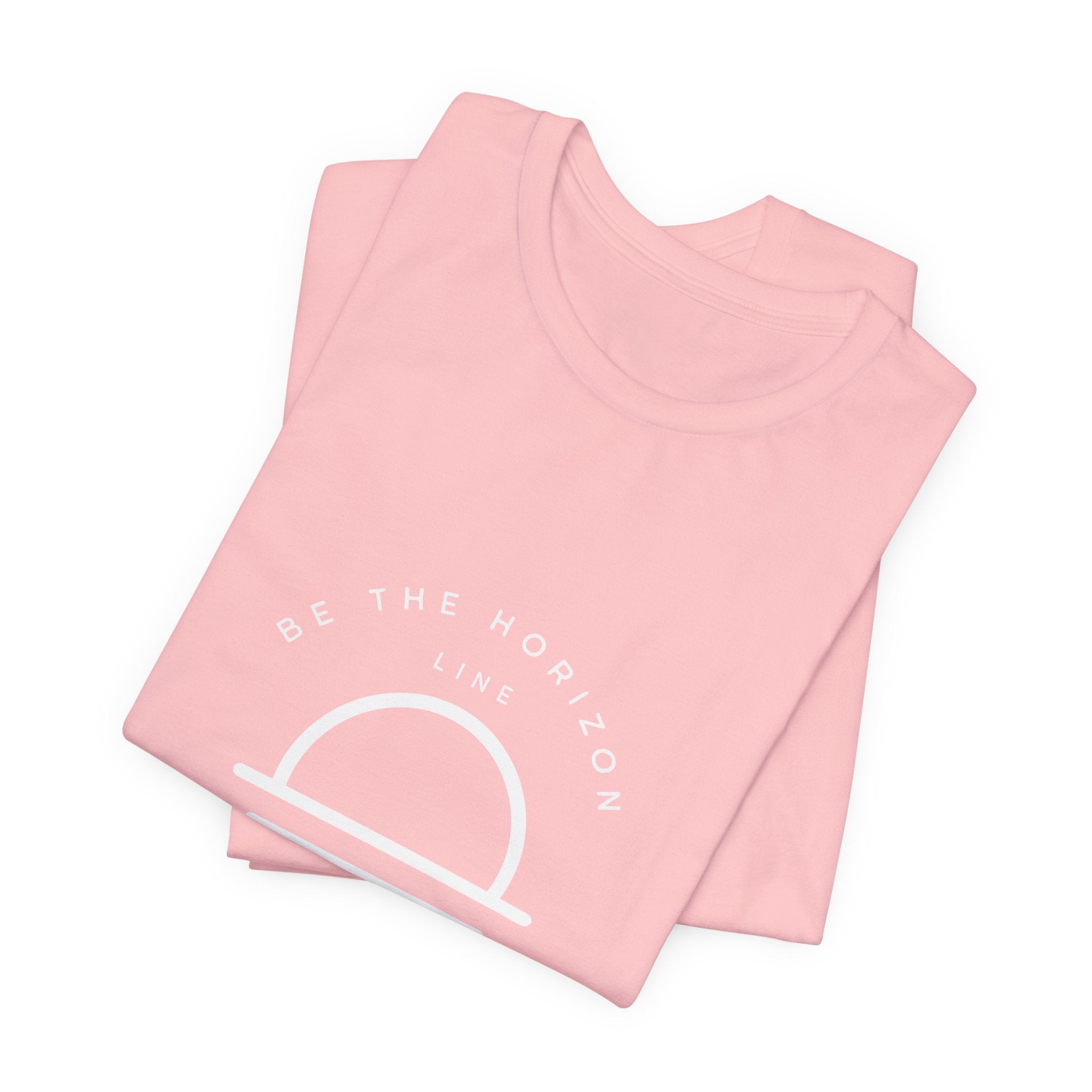Be the horizon Line | Women's Motivational Graphic Minimalistic White Ocean Sunrise T-Shirt