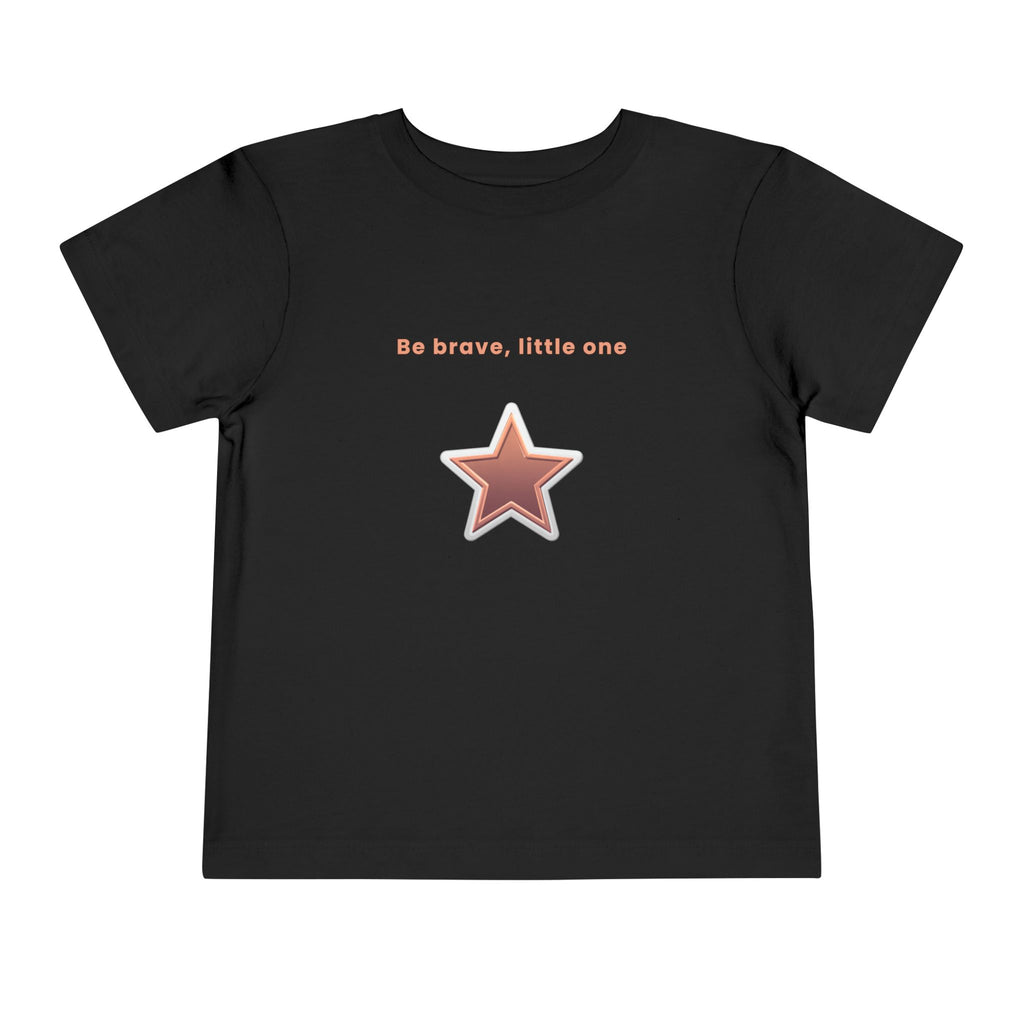 Be Brave Little One | Toddler Motivational Graphic White and Bronze Star Badge T-Shirt