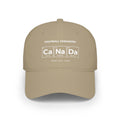 Tan baseball cap with "Football Chemistry Ca Na Da" printed on front.