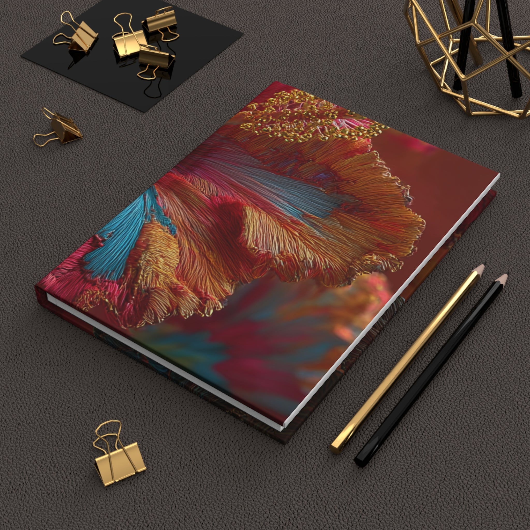 Vibrant flower Hardcover Journal - 3D Embroidery-Style Botanical Hardcover Journal motivational design