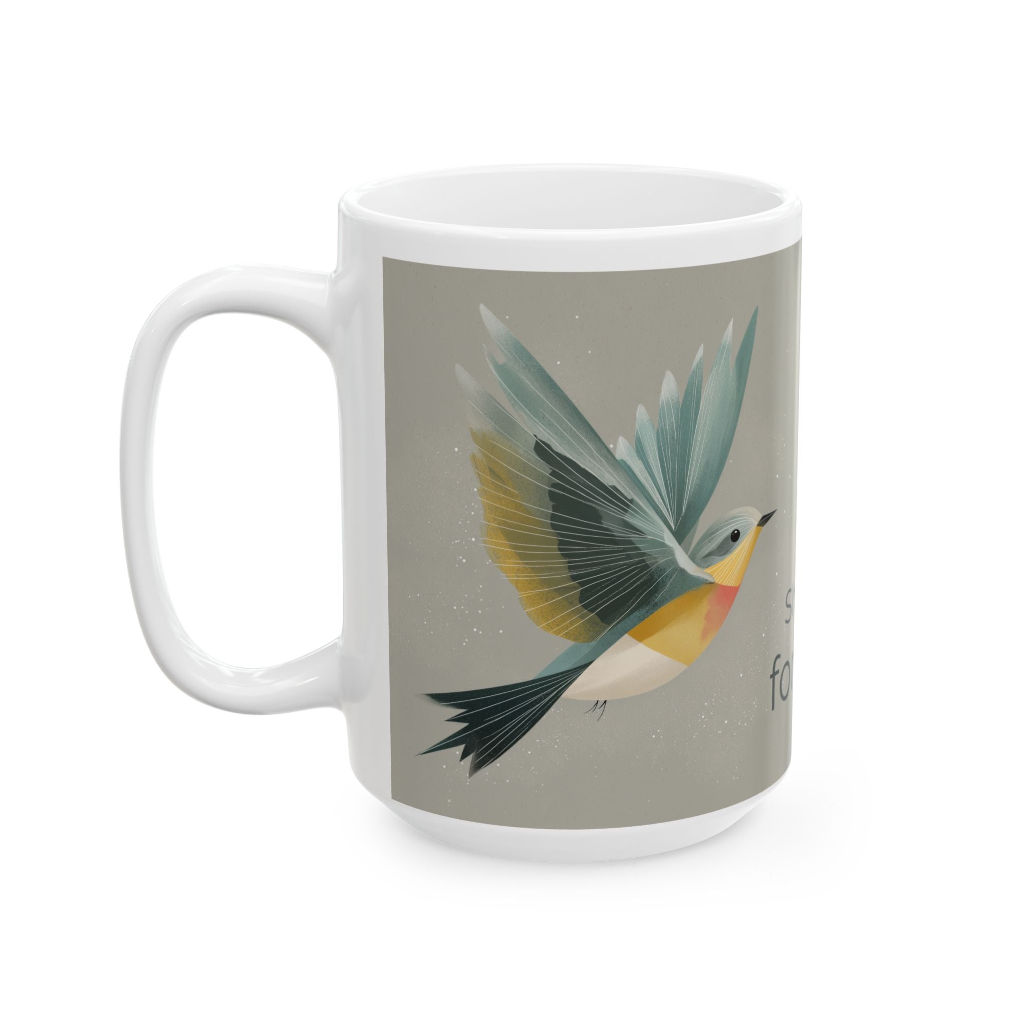 She Flies Forward Ceramic Mug | Motivational Graphic Quiet Lift