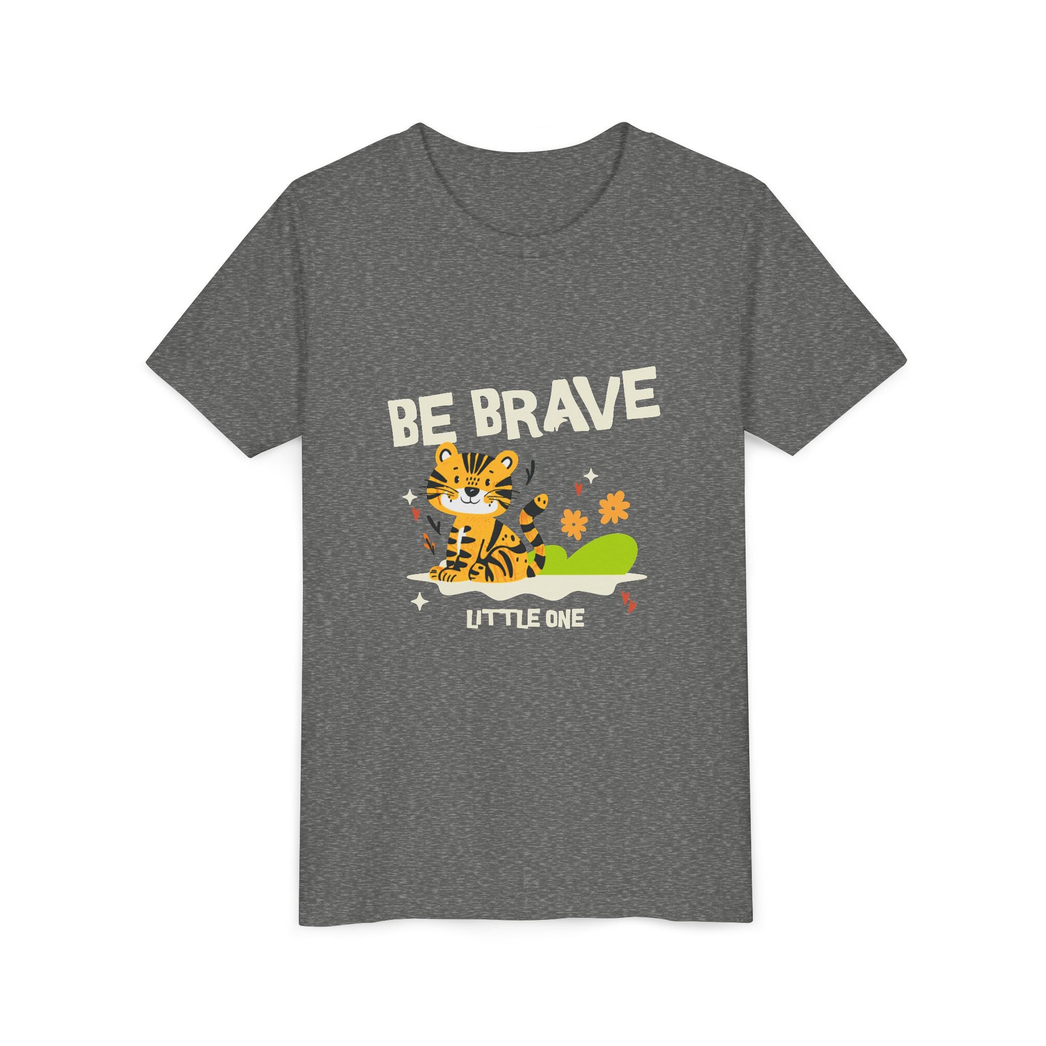 Be Brave Little One | Kids Motivational Graphic Tiger Floral Garden T-Shirt