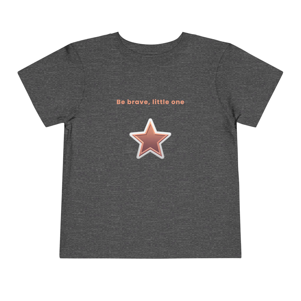 Be Brave Little One | Toddler Motivational Graphic White and Bronze Star Badge T-Shirt