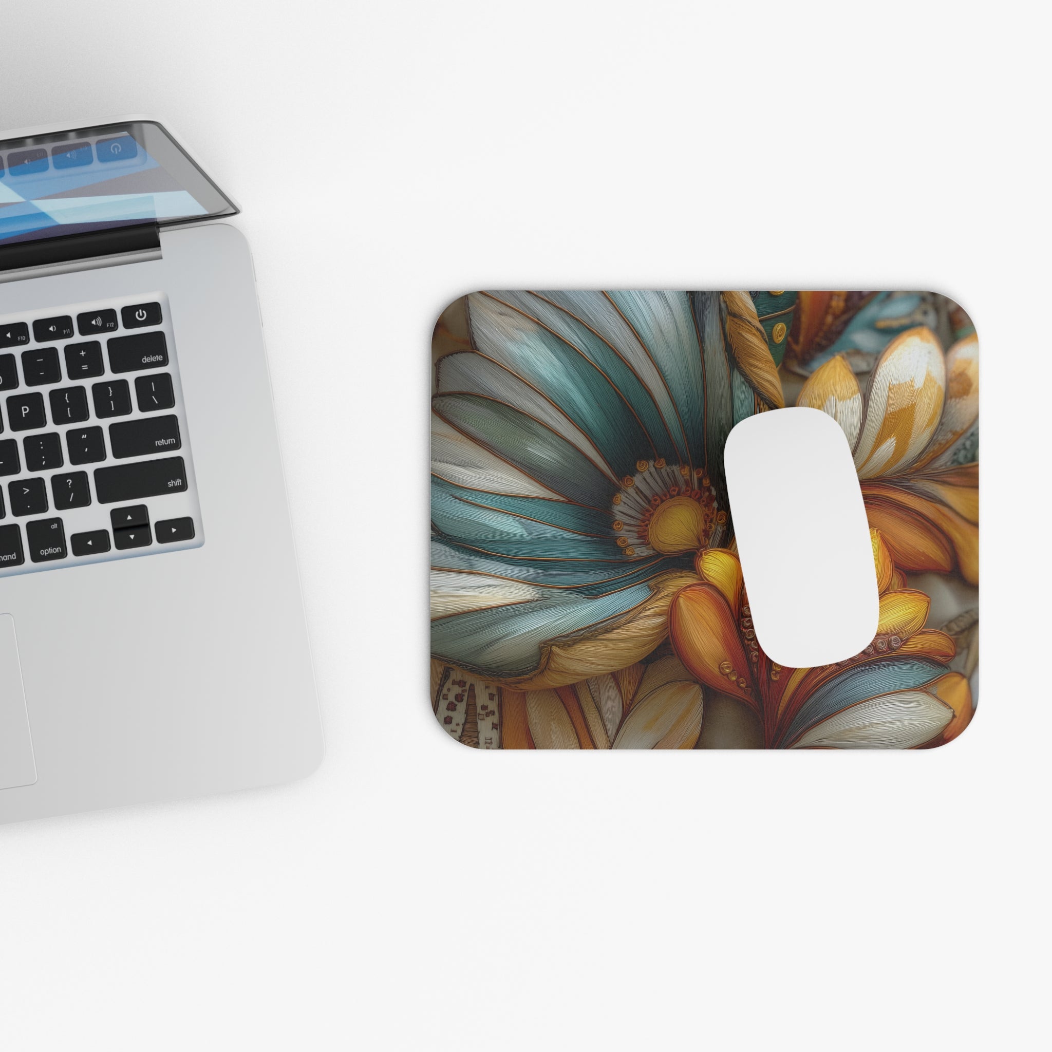 Sculpted Bloom Mousepad - 3D Embroidery-Style Botanical Mousepads motivational design